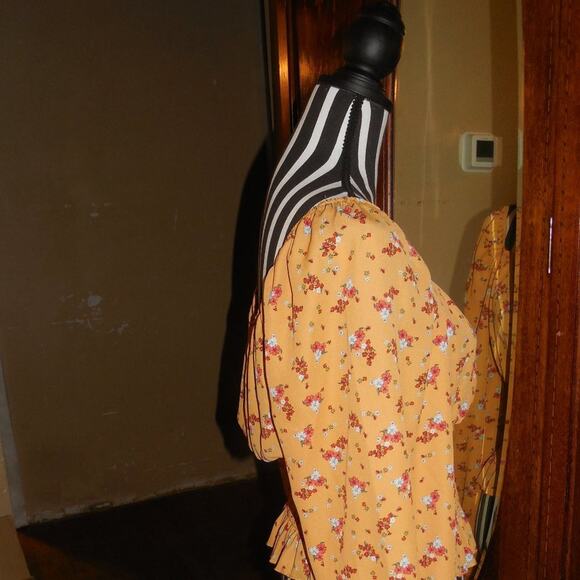 Ultra Flirt Cottagecore Boho Hippie Orange Floral Summer Teen Spirt Top - Picture 5 of 7